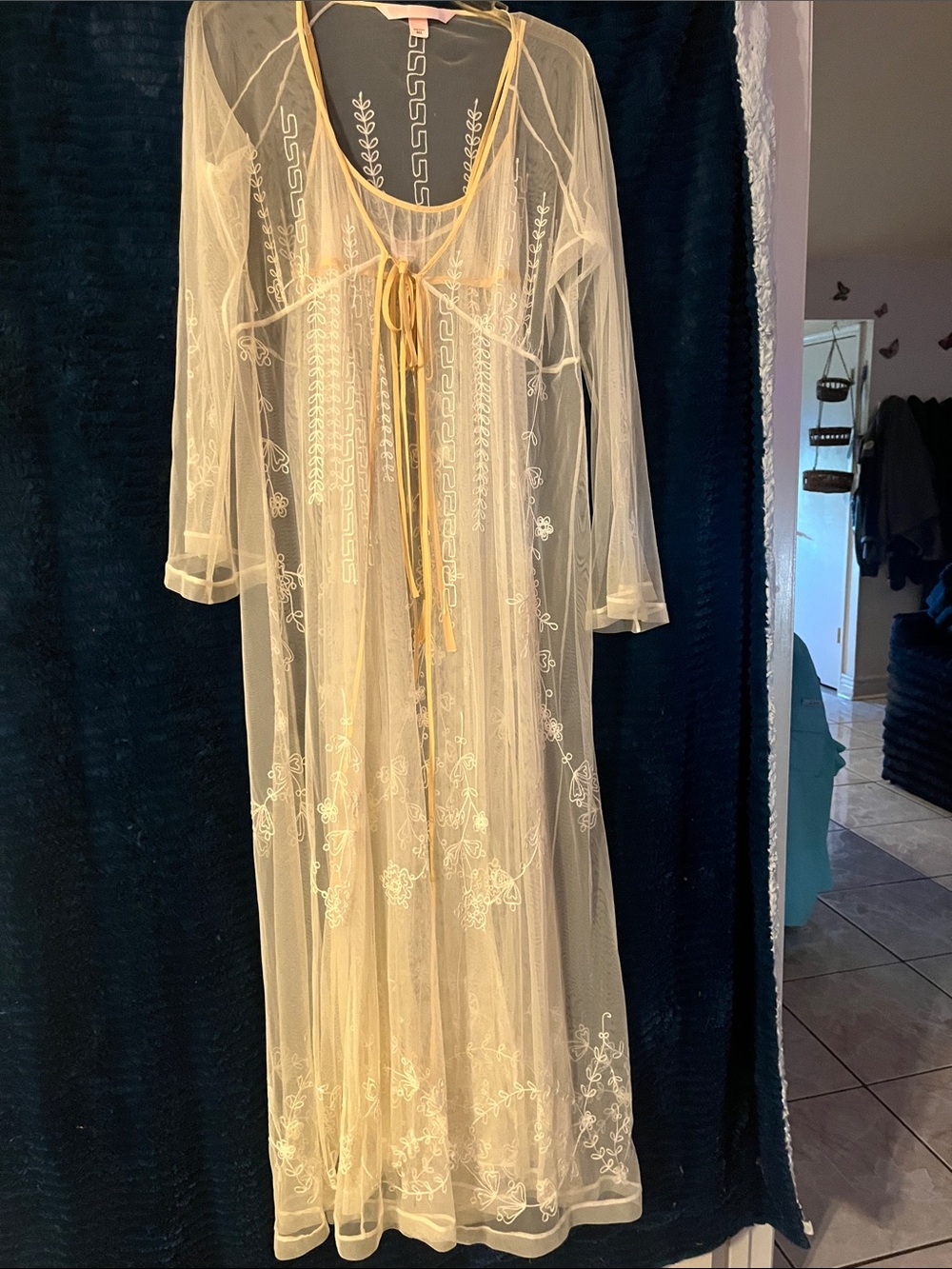 Victoria's Secret Sheer Embroidered Long nightgown and robe.